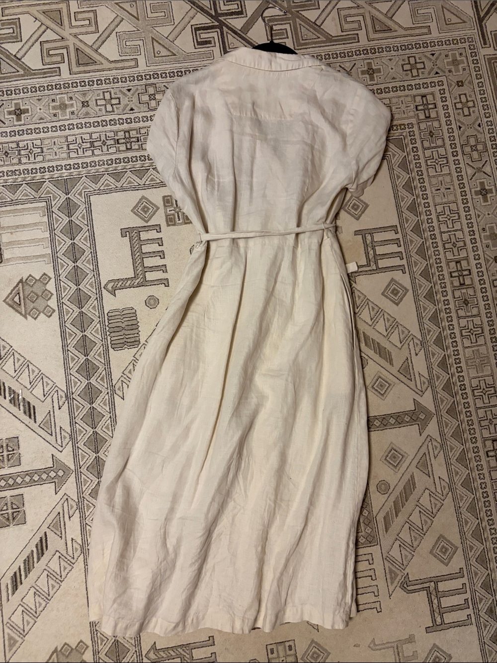 Quince Cream Button-Front Maxi Dress with Tie Waist - Picture 4 of 4